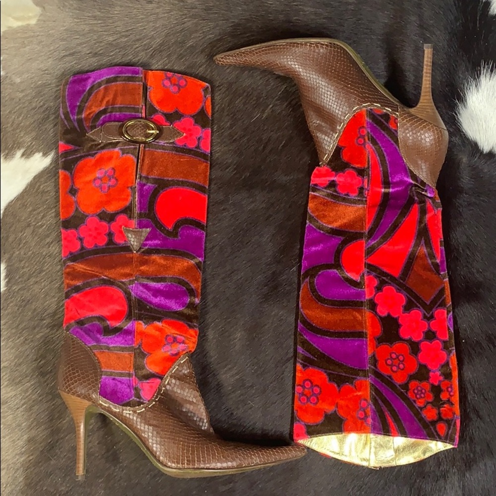 Dolce & Gabbana Velvet Snake Skin Boots VERY RARE